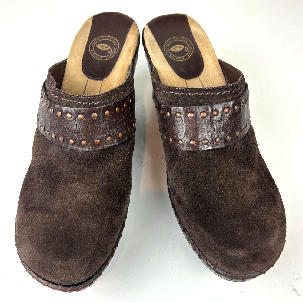 Nurture Windmill Mules Clogs Slip On Shoes Brown Suede Studded Womens Size 11 M - Picture 5 of 14